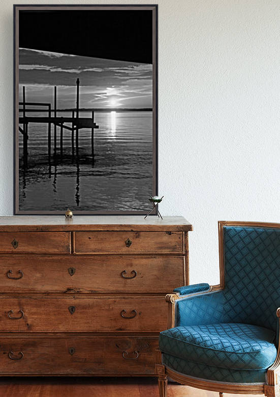 BW Sunset on the Dock by Deb Colombo
