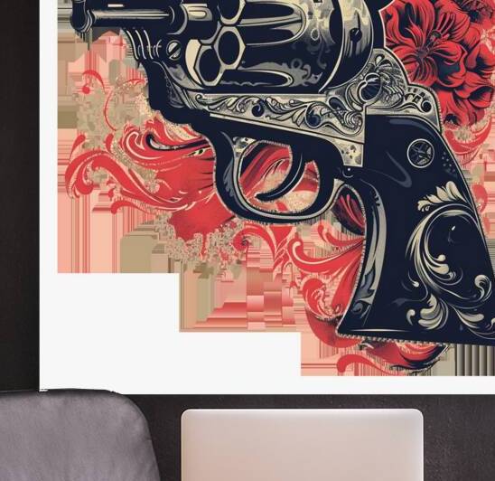 Ornate Revolver with Floral Art – Bold Fusion of Power and Elegance by Nasser Ismeil