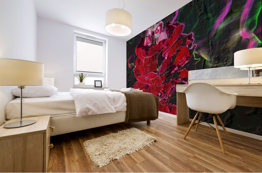 Red in Black Mural print