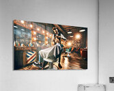 Barber with client Acrylic Print