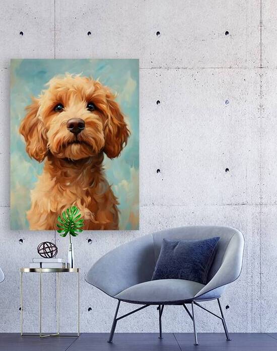 Adorable Goldendoodle - Canvas Painting Style by Jose Irizarry