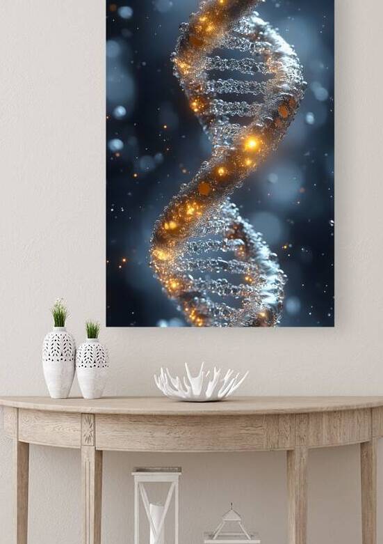 DNA Strand made of Gold and Water. by Jose Irizarry