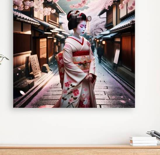 Geisha walking through an ancient Kyoto street in spring by Jose Irizarry