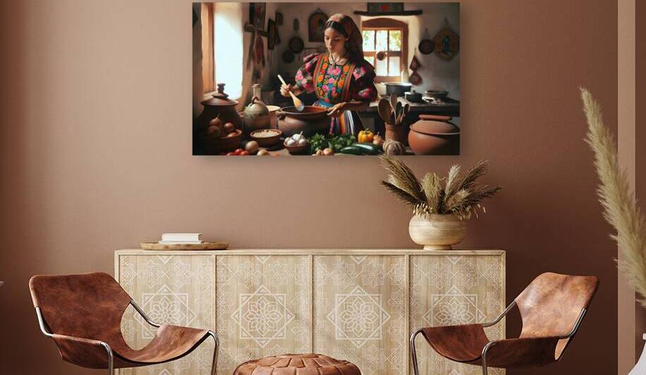 Latin-American woman getting ready to cook by Jose Irizarry