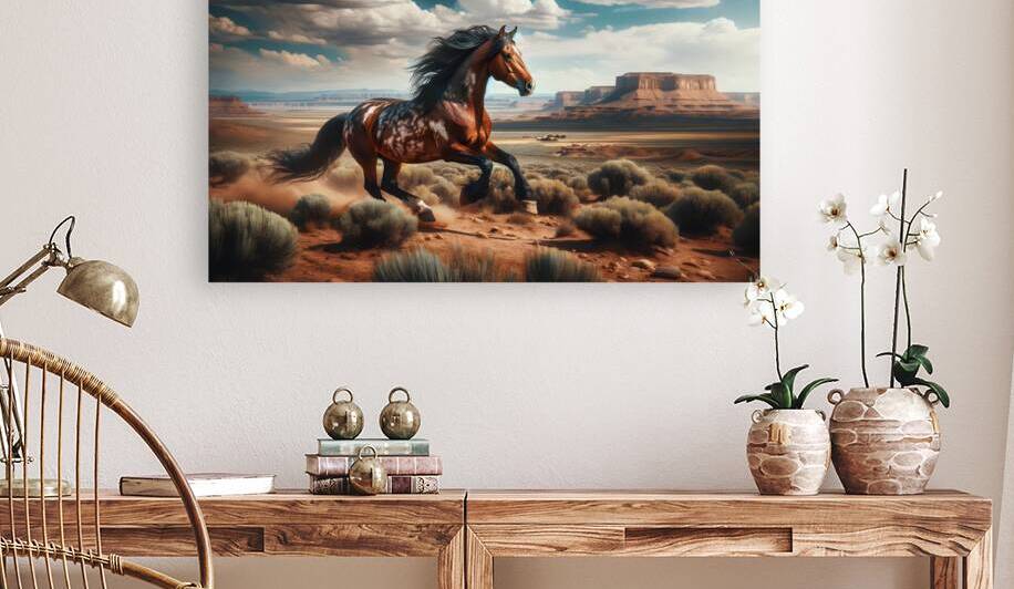 Wild Mustang running in the wild west by Jose Irizarry