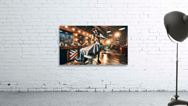 Barber with client Wall Preview