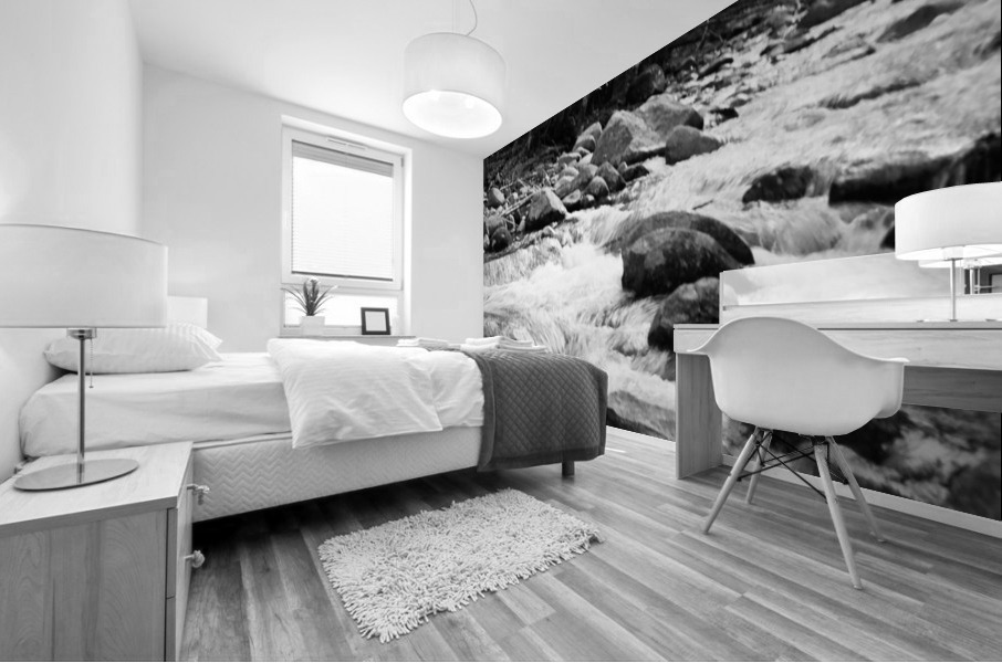 Swift River Vertical BW Mural print