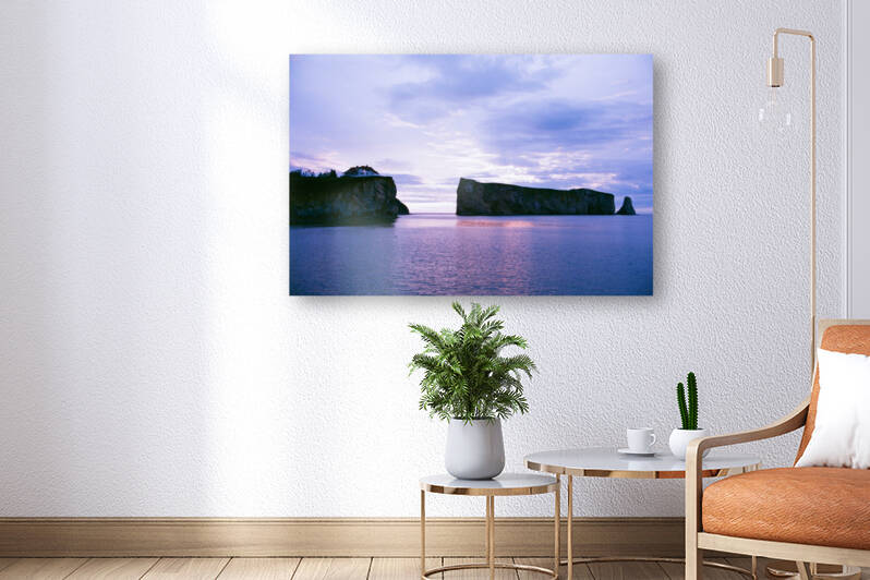 Perce Rock Purple Sunrise by Palumbo Photography