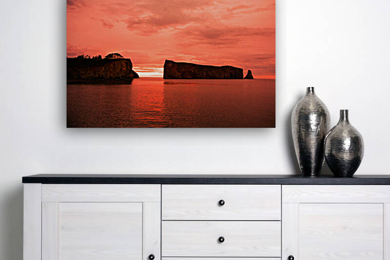 Perce Rock Red Sunrise by Palumbo Photography