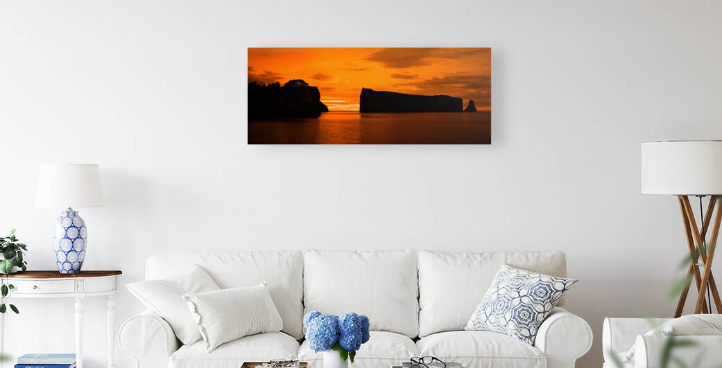 Perce Rock Sunrise Panorama by Palumbo Photography