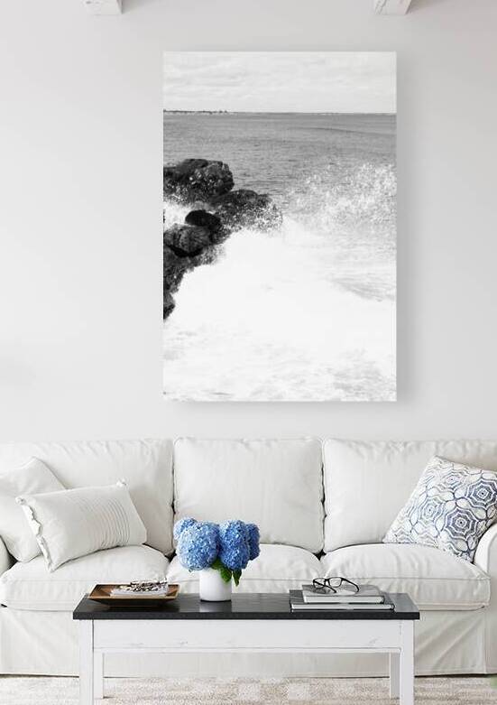 Cliffs and Waves Black and White by Palumbo Photography