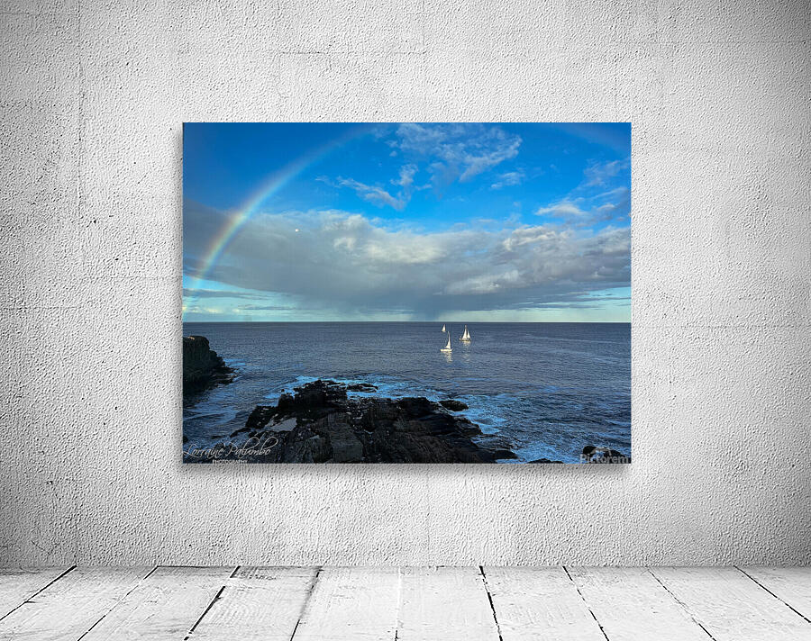 Three Sailboats Inside a Rainbow Wall Preview