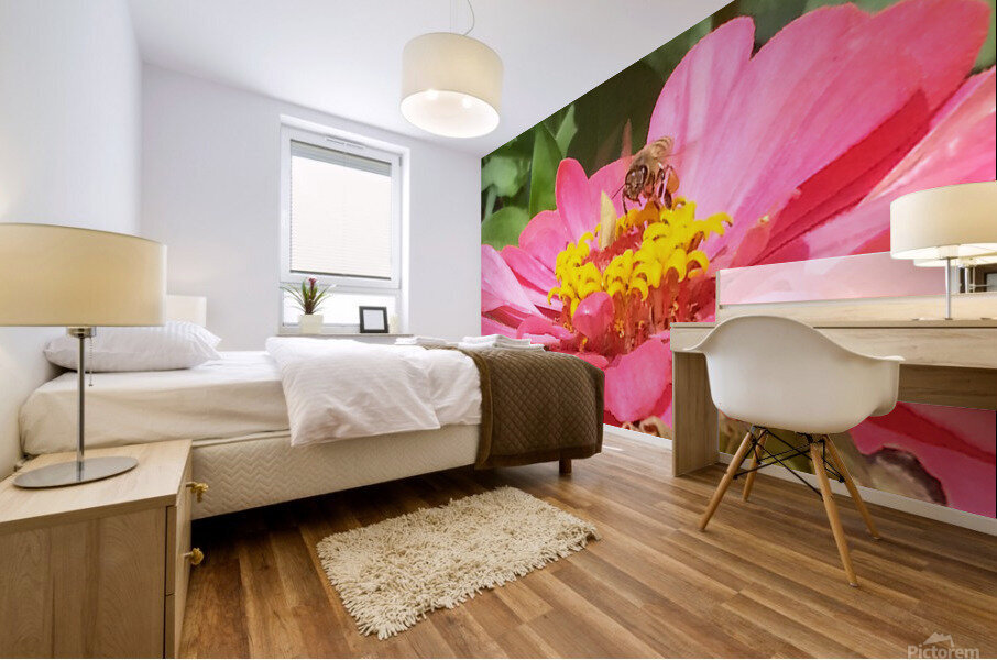 Bee on Flower Mural print