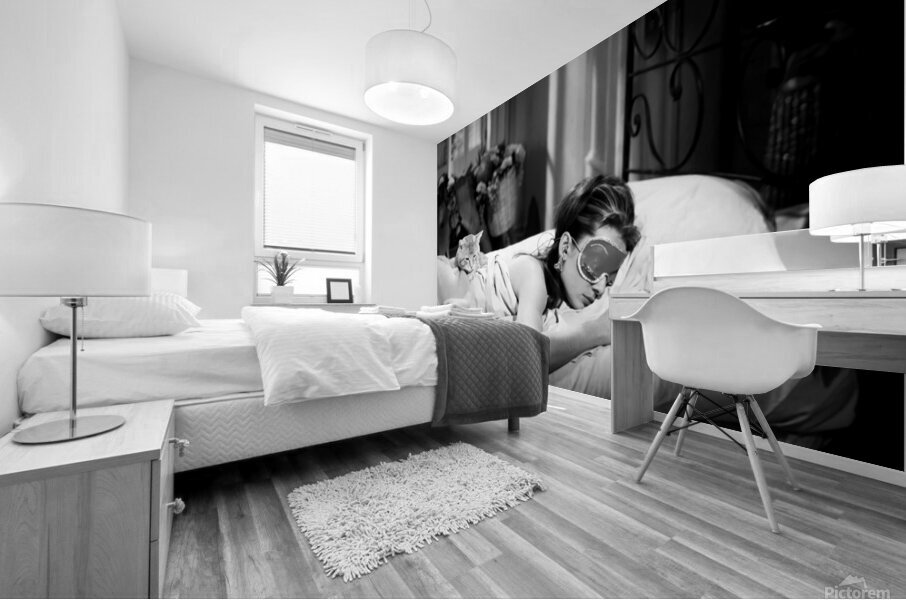 Audrey hepburn and Her Cat Sleep Mural print