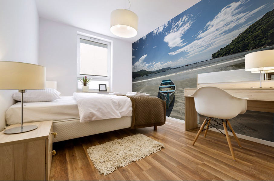 Boat on beach Mural print