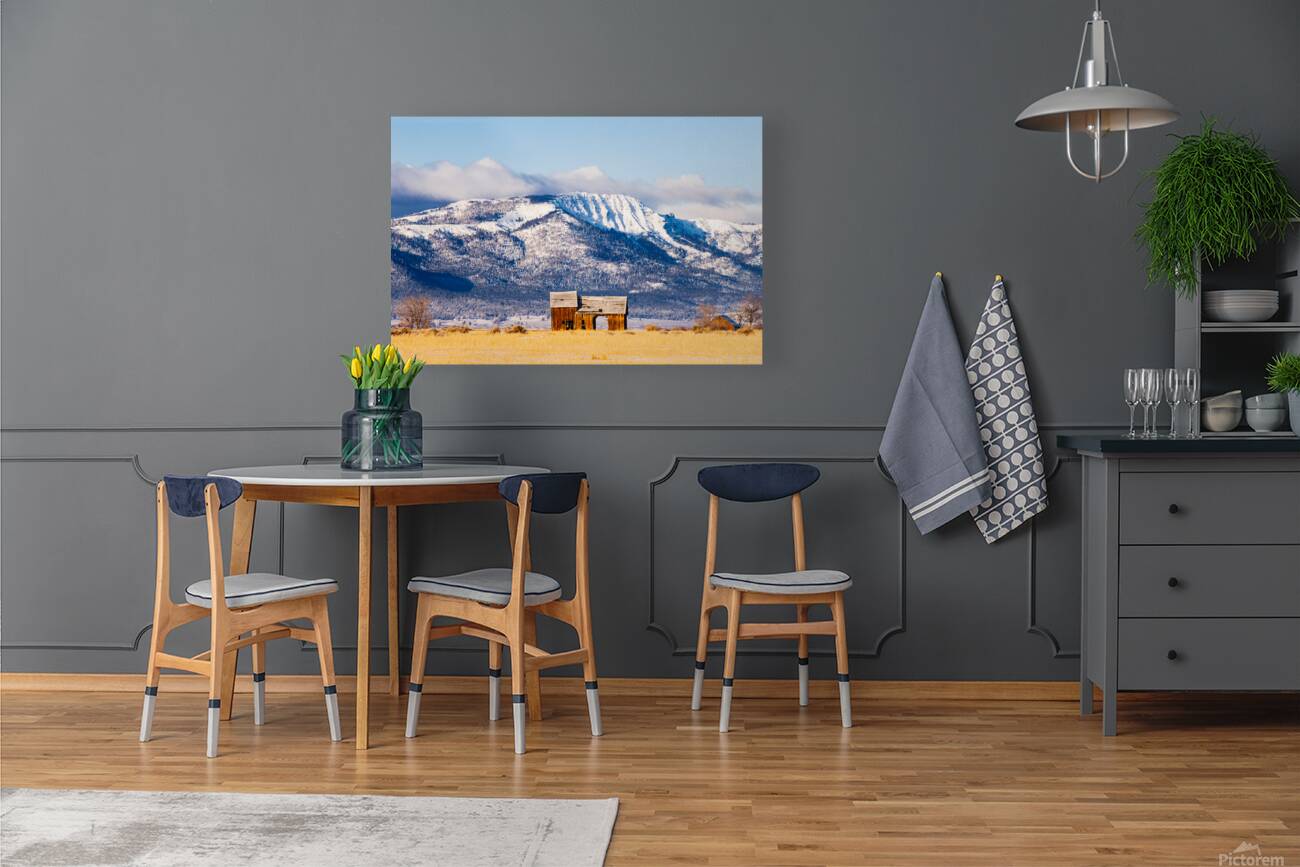 Frosty and Weathered - Barn and Thompson Peak in Lassen County California Reproduction