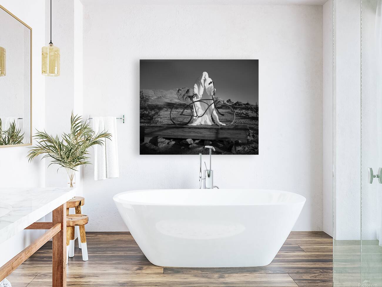 Share the Road - Ghost and bicycle in Rhyolite Nevada Reproduction