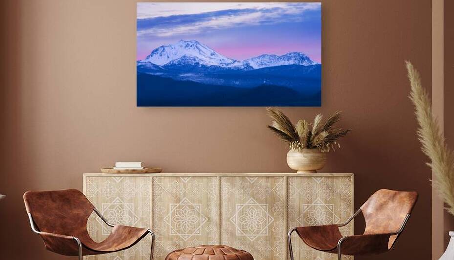 Twilight Majesty - Mount Lassen and Chaos Crags from the Hat Creek rim at dusk by Mike Lee