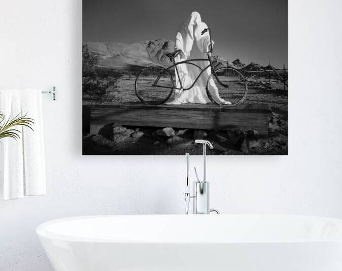 Share the Road - Ghost and bicycle in Rhyolite Nevada by Mike Lee