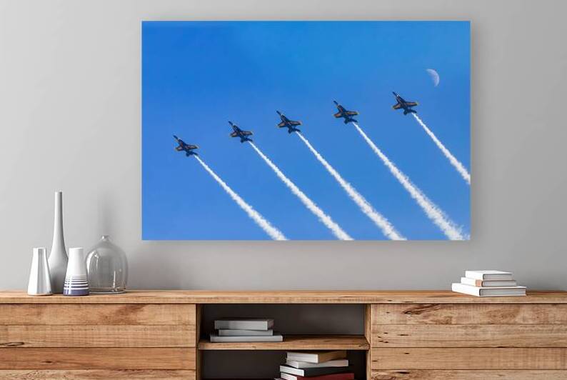 5 Angels Shooting the Moon - Blue Angels over Minden Nevada by Mike Lee