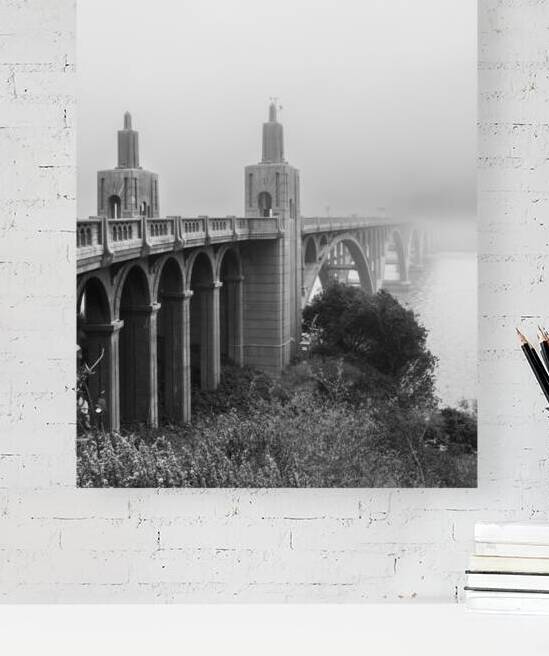 Rogue River Bridge in Fog - Vertical - Gold Beach Oregon by Mike Lee