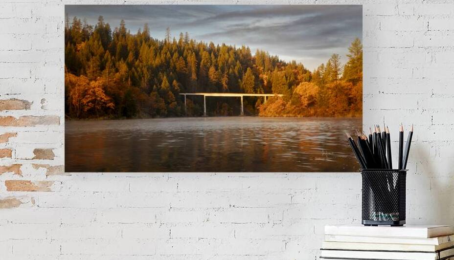 Lake Britton Trestle in Golden Autumn Light - Shasta County California by Mike Lee