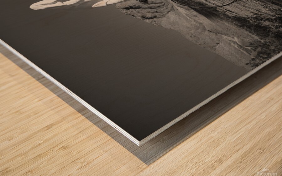 Share the Road - Ghost and bicycle in Rhyolite Nevada Wood print