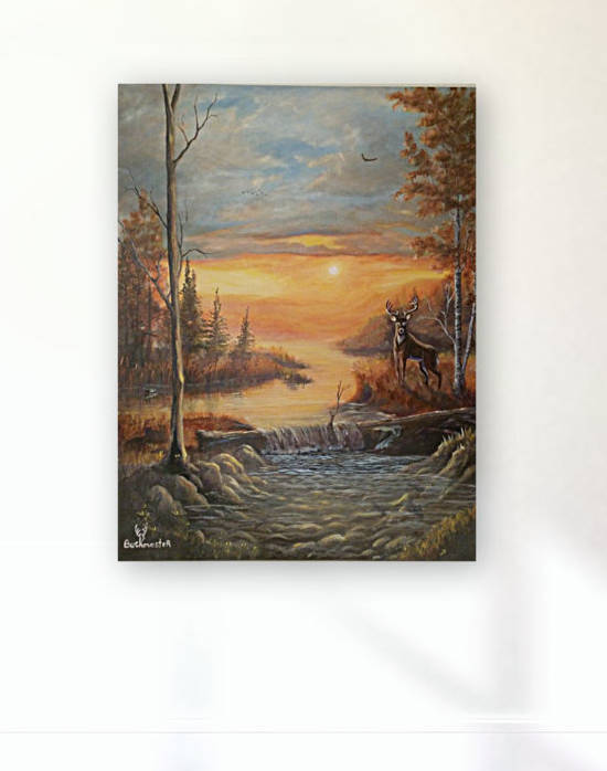 Hunter in the woods by Lynn Buckmaster