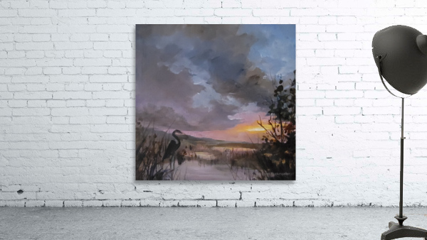 Marsh Sunset Egret Wall Preview