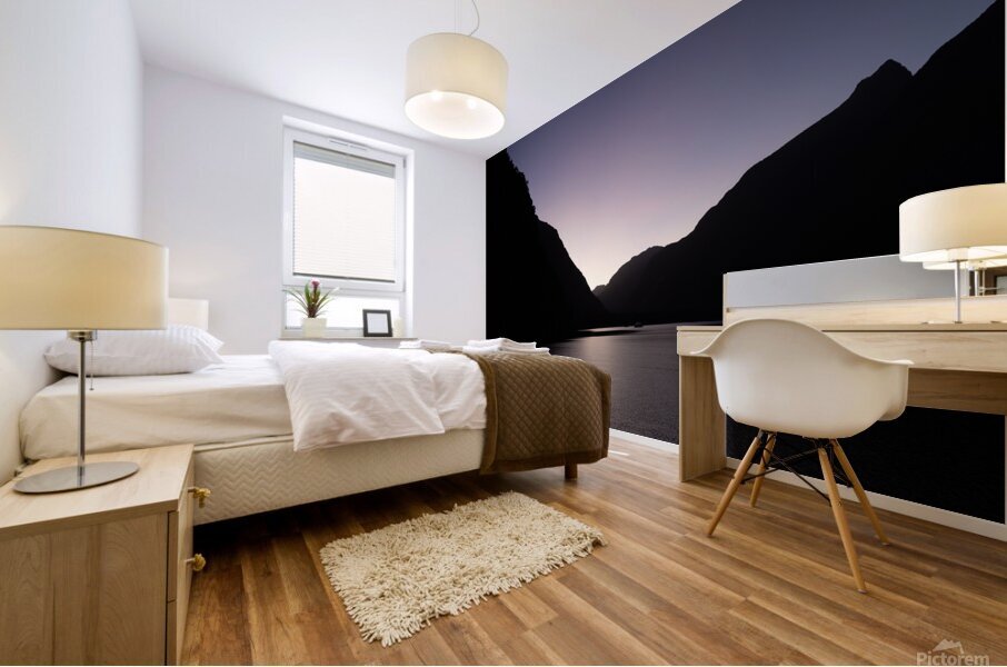 purple mountain sunset Mural print