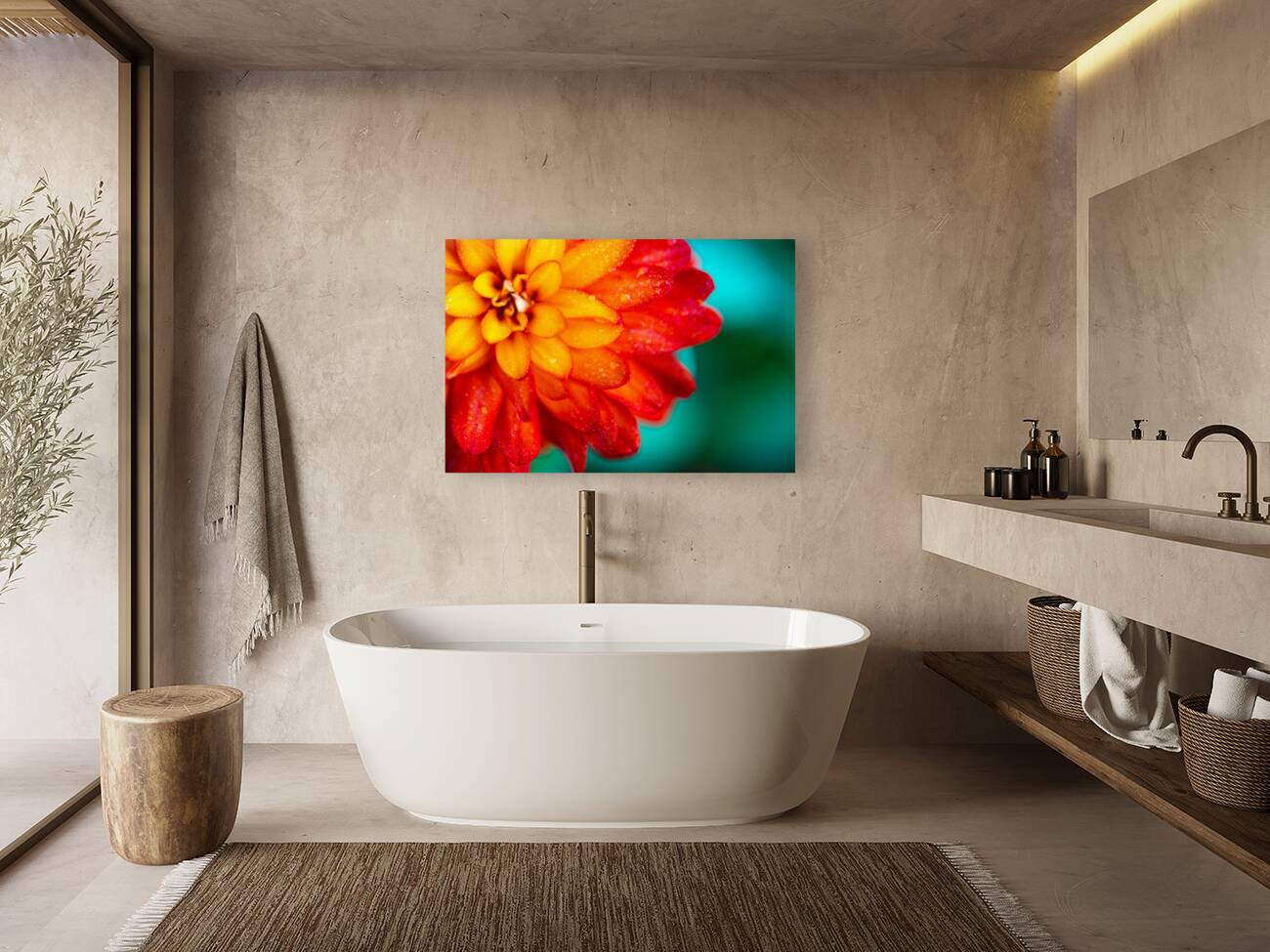 Orange and Yellow Zinnia Reproduction