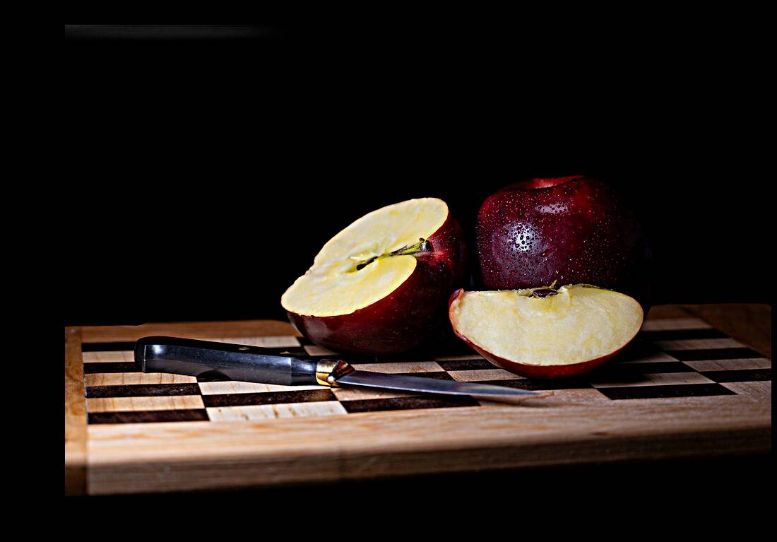 Apples on a Cutting Board Reproduction