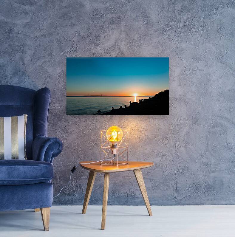 Sunset and the Mackinac Bridge Reproduction