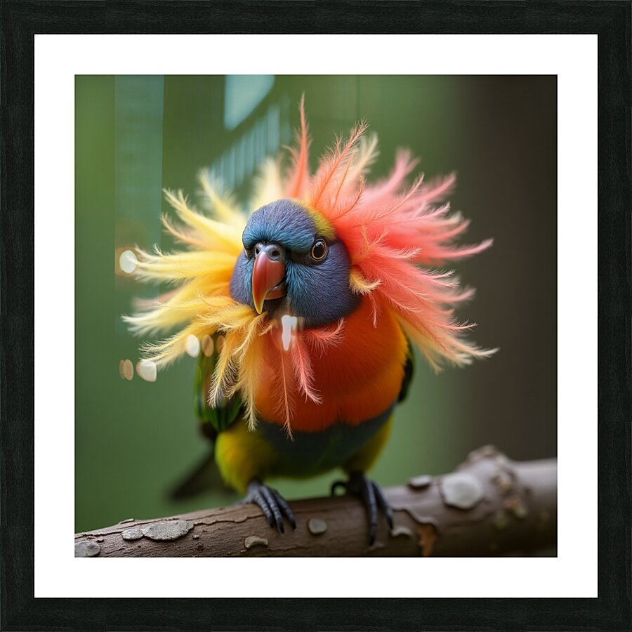  small parrot perched on a branch  Picture Frame print