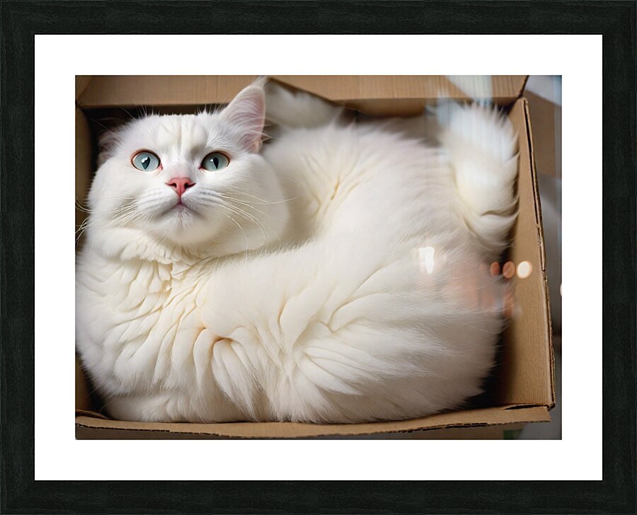 A white cat is Picture Frame print
