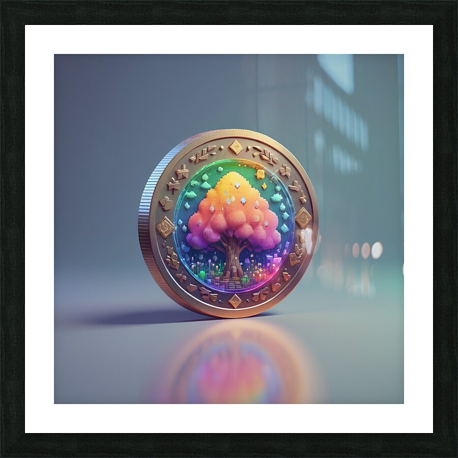  Pixel art coin Picture Frame print
