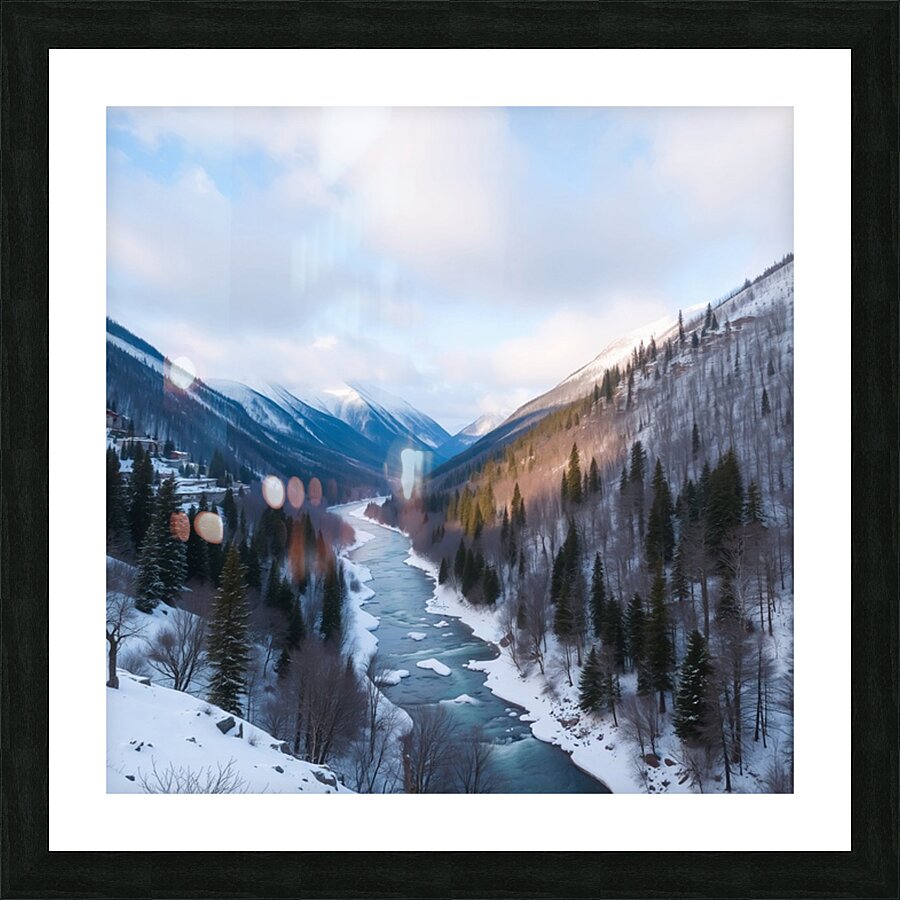 winter river valley Picture Frame print