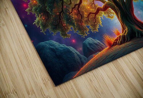 a glowing green  tree chissy puzzle
