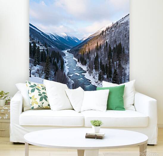 winter river valley Reproduction