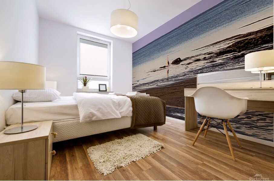 Crane at the Beach Mural print