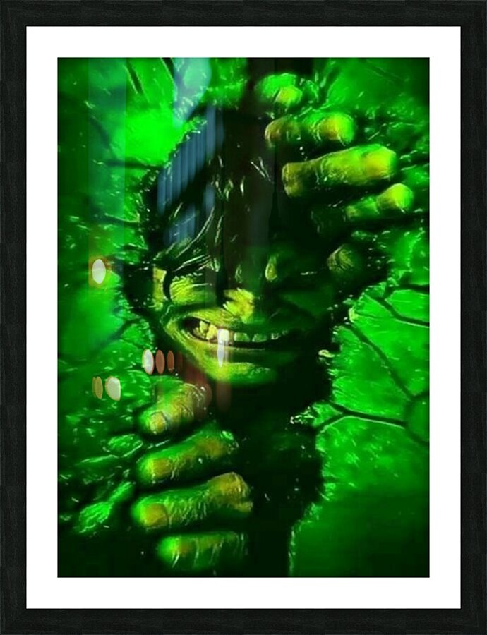Hulk Smashing Through Wall  Picture Frame print