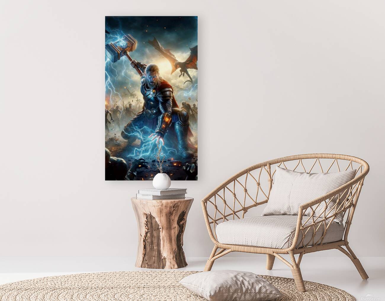 Thor with Thunders and Mjolnir Reproduction