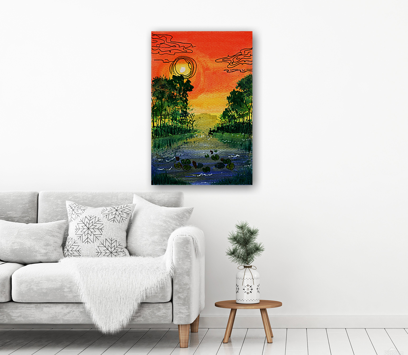 SUNSET AT THE RIVER  Reproduction