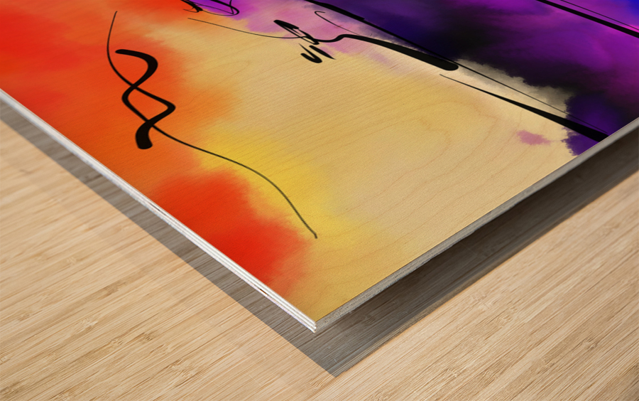 Abstract line art the 21st version 1 horizontal Wood print