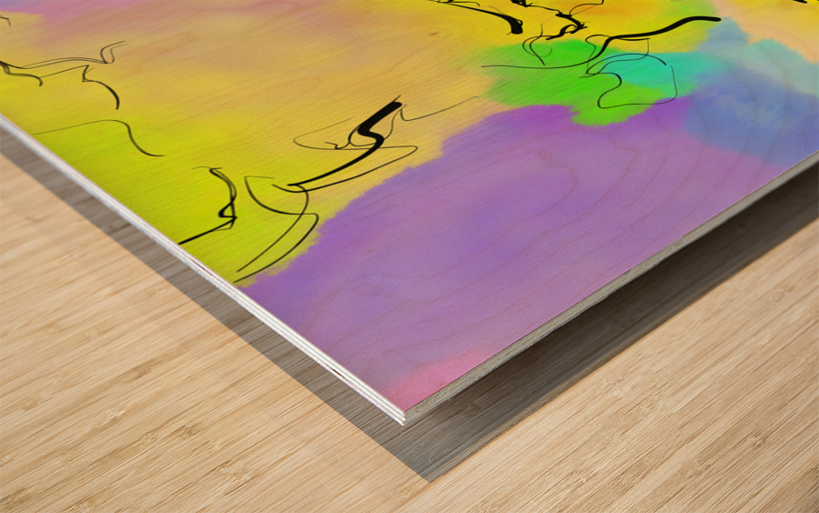 Abstract line art the 11th horizontal Wood print