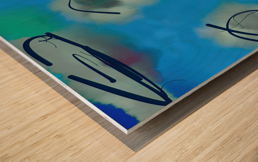 Abstract line art 20th version 2 horizontal Wood print