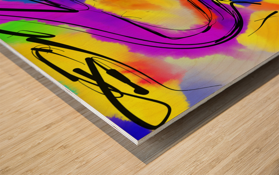 Abstract line art the 5th horizontal Wood print