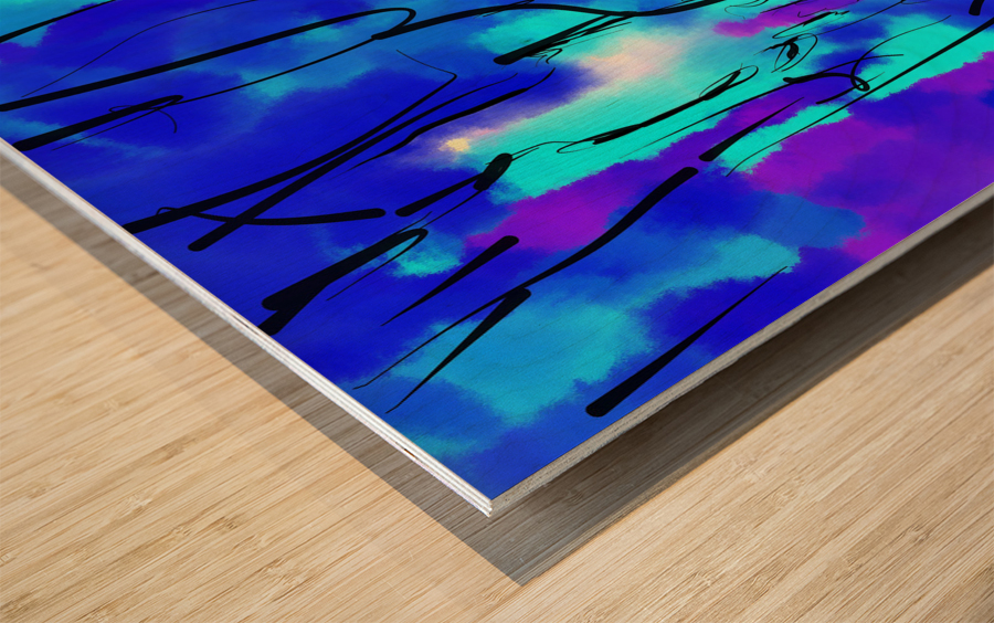 Abstract line art the 17th vertical Wood print