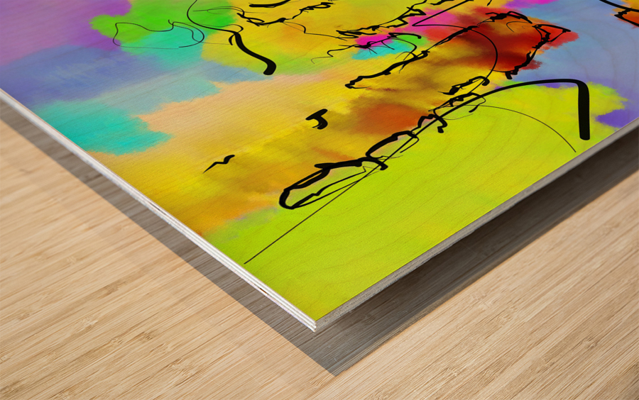 Abstract line art the 11th vertical Wood print