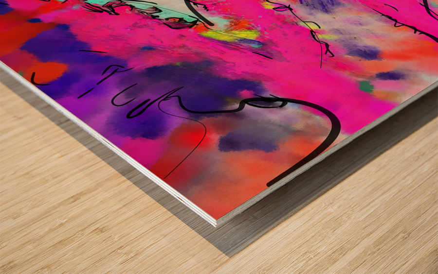 Abstract line art the 12th vertical Wood print